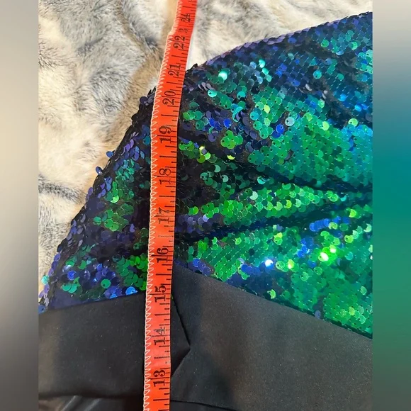 Men’s blue/green reversible sequin jacket - Picture 2 of 6